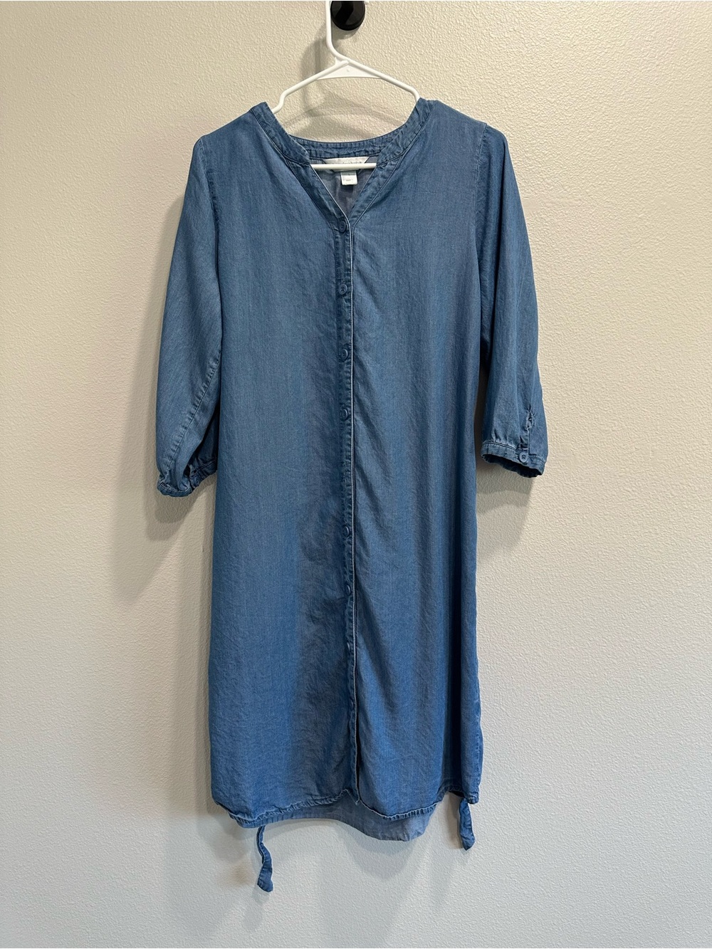 Christopher & Banks small chambray Blue Denim V-Neck Shirt Dress
